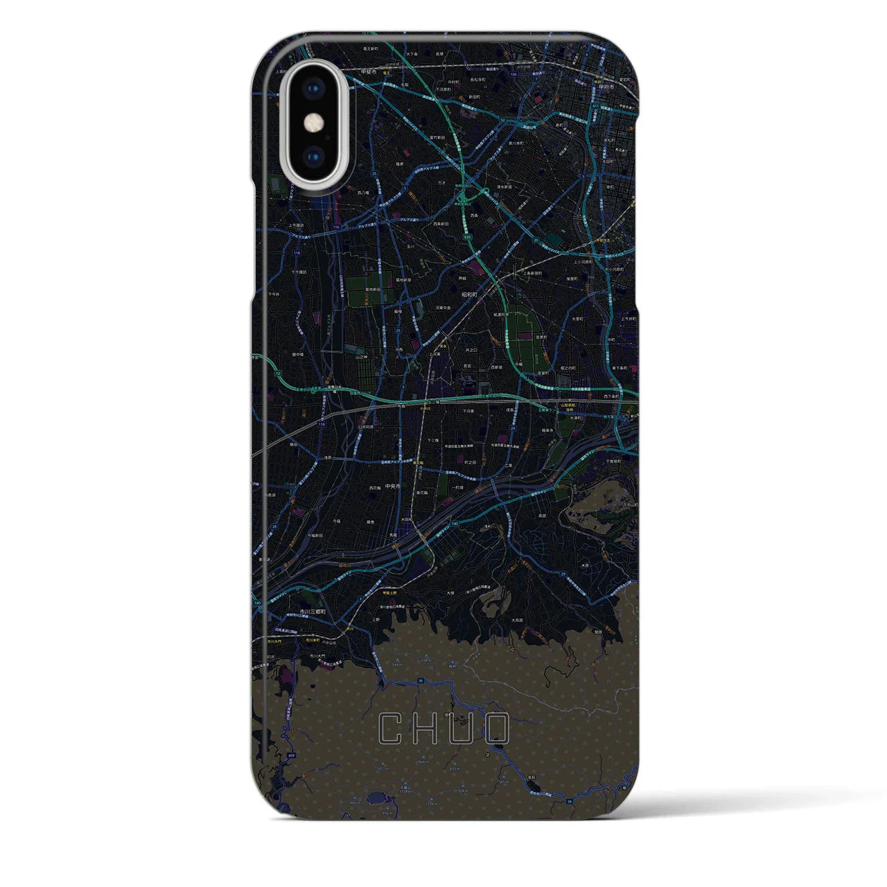【中央（山梨県）】地図柄iPhoneケース（バックカバータイプ）