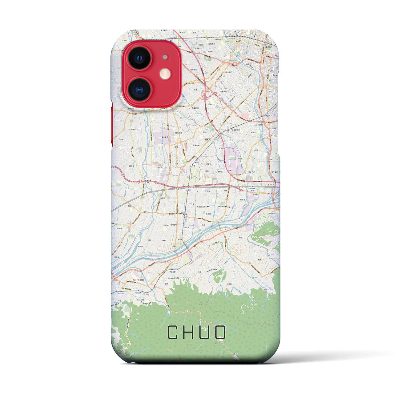 【中央（山梨県）】地図柄iPhoneケース（バックカバータイプ）