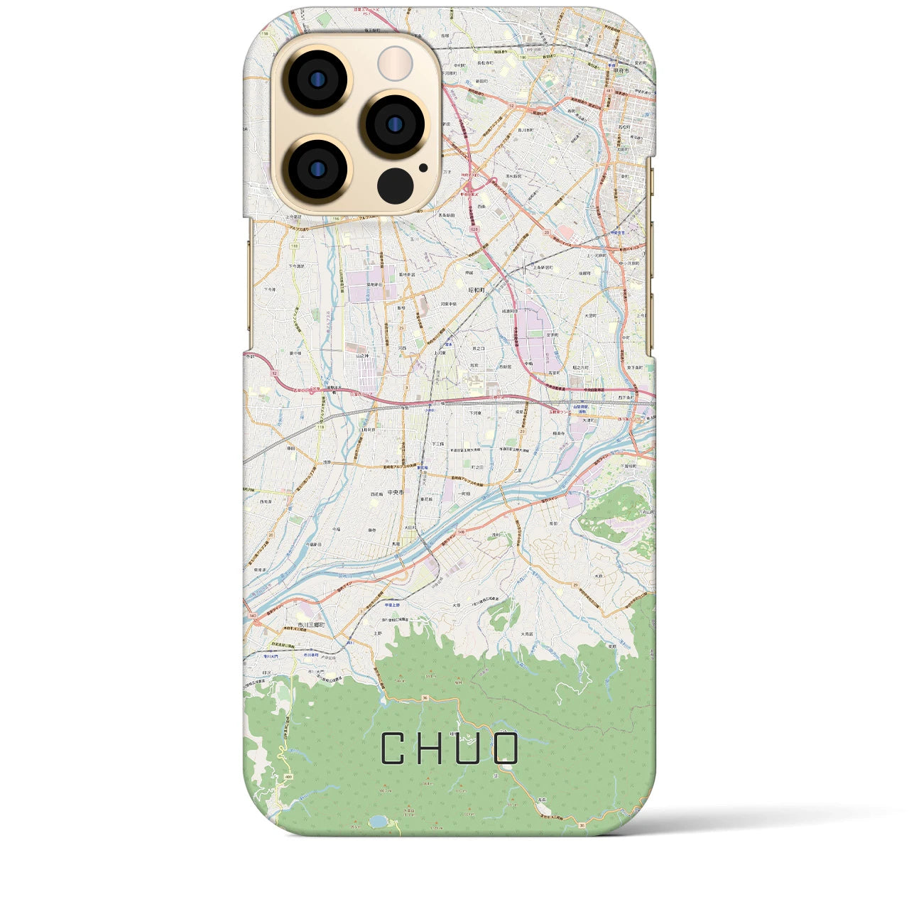 【中央（山梨県）】地図柄iPhoneケース（バックカバータイプ）