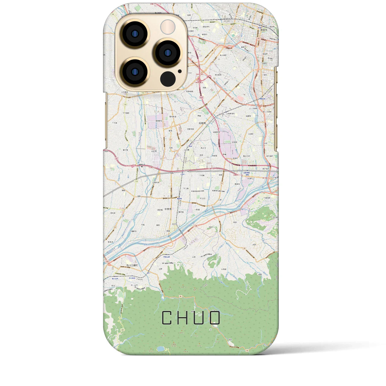 【中央（山梨県）】地図柄iPhoneケース（バックカバータイプ）