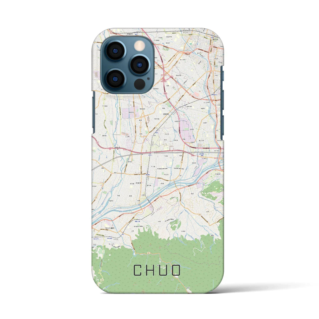 【中央（山梨県）】地図柄iPhoneケース（バックカバータイプ）