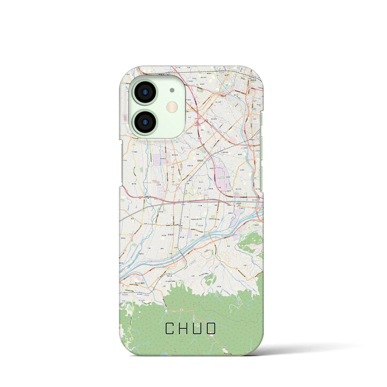 【中央（山梨県）】地図柄iPhoneケース（バックカバータイプ）