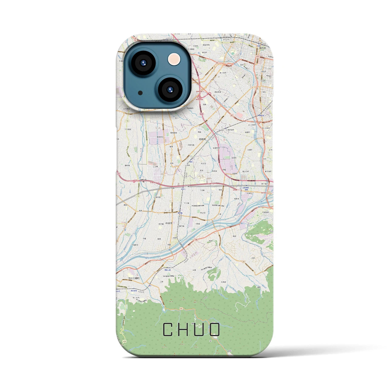 【中央（山梨県）】地図柄iPhoneケース（バックカバータイプ）