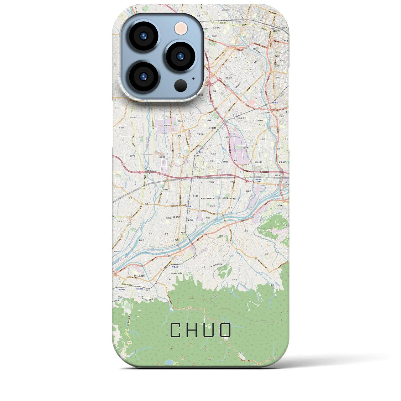 【中央（山梨県）】地図柄iPhoneケース（バックカバータイプ）