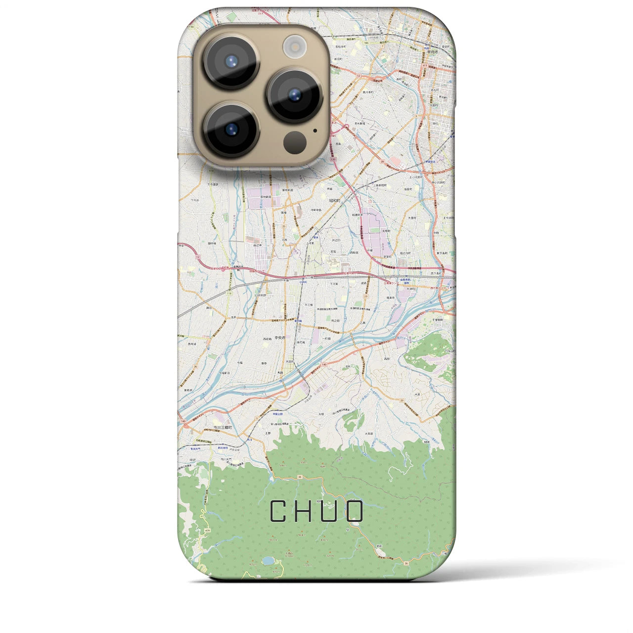 【中央（山梨県）】地図柄iPhoneケース（バックカバータイプ）