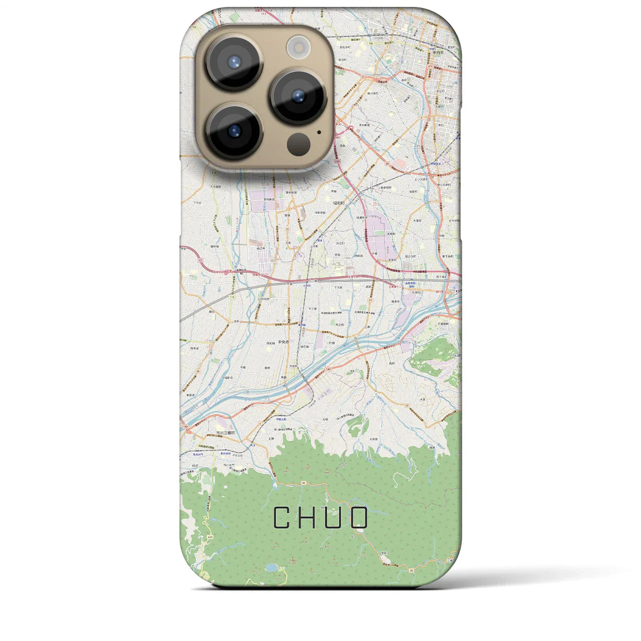 【中央（山梨県）】地図柄iPhoneケース（バックカバータイプ）
