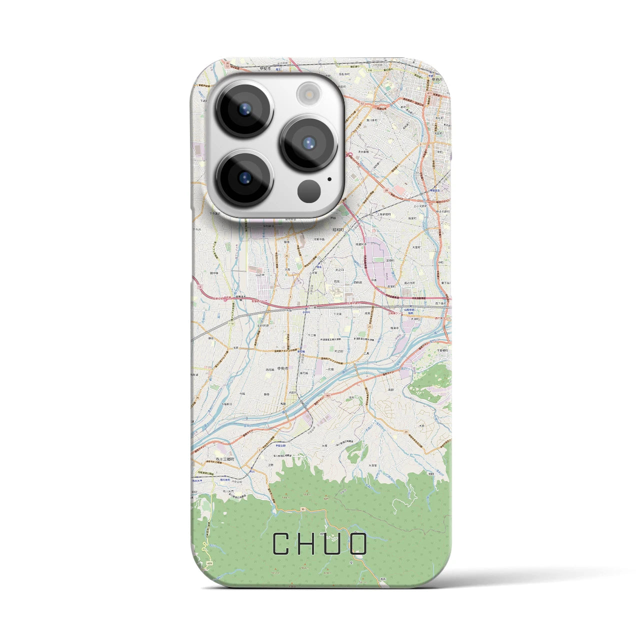 【中央（山梨県）】地図柄iPhoneケース（バックカバータイプ）