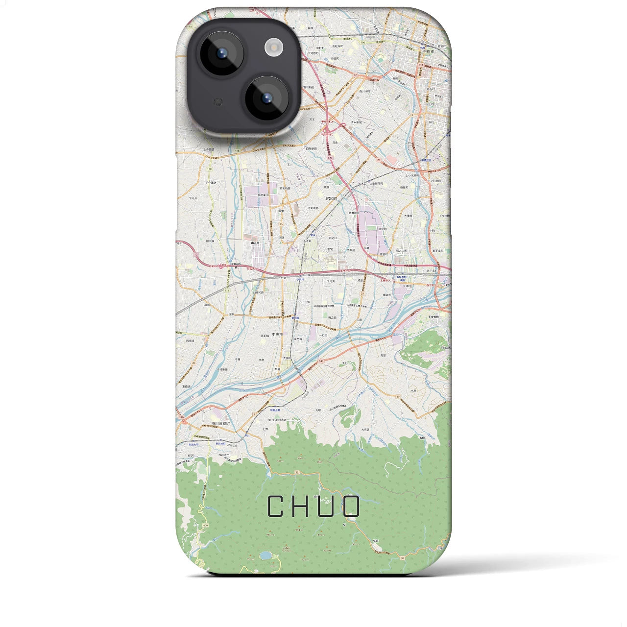 【中央（山梨県）】地図柄iPhoneケース（バックカバータイプ）