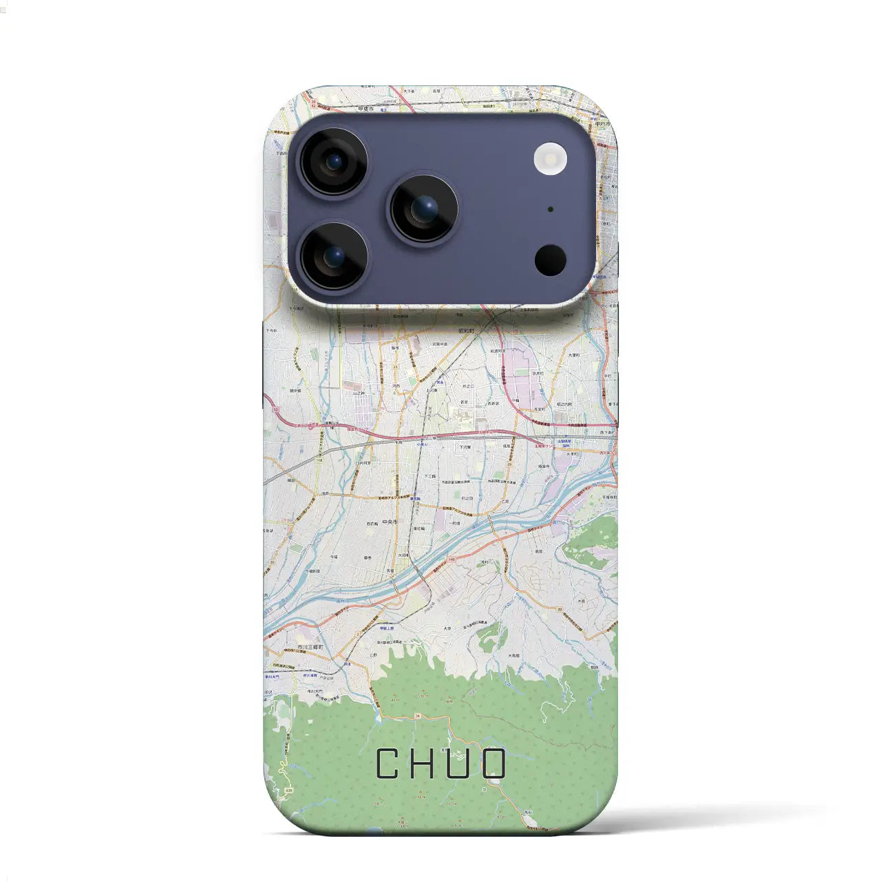 【中央（山梨県）】地図柄iPhoneケース（バックカバータイプ）