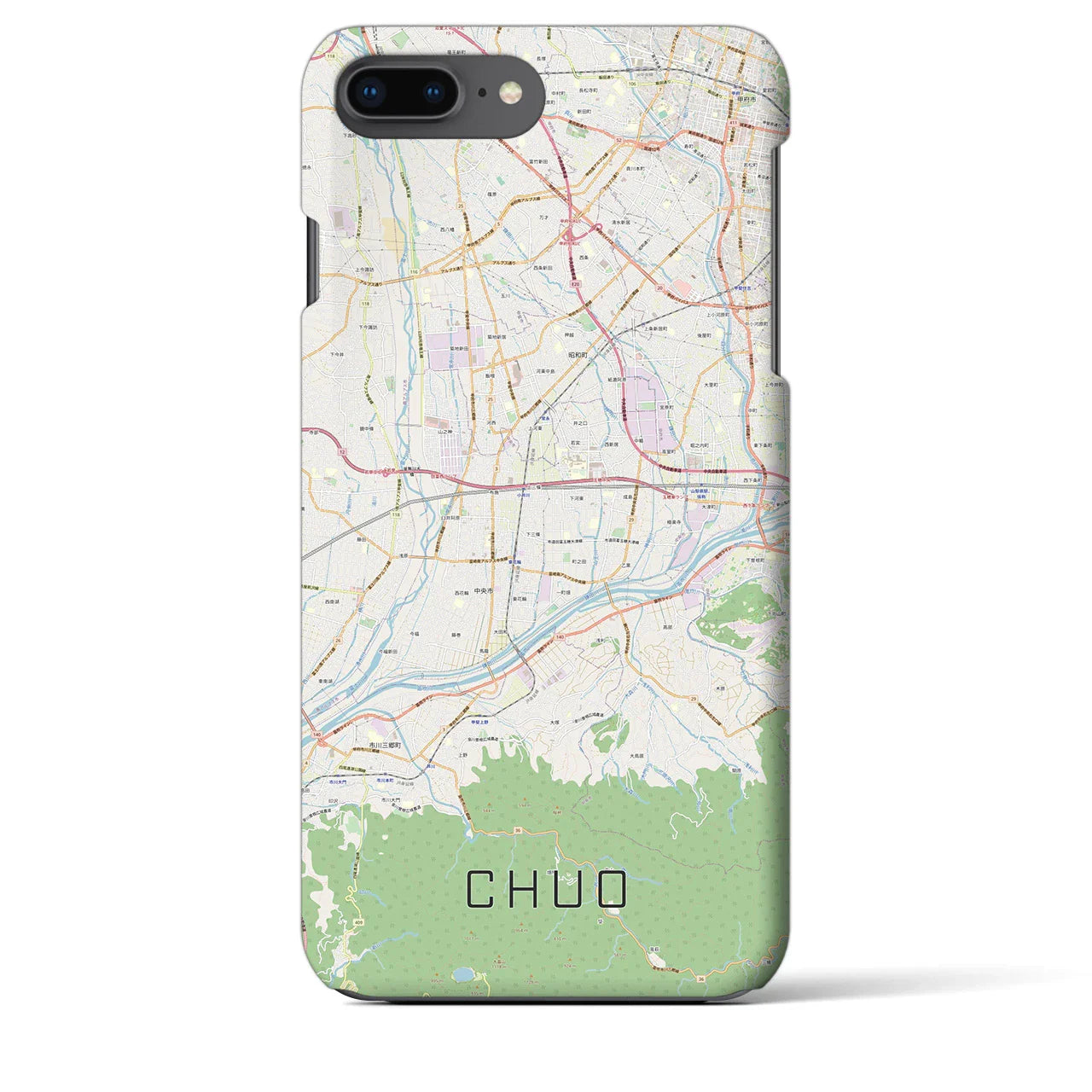 【中央（山梨県）】地図柄iPhoneケース（バックカバータイプ）