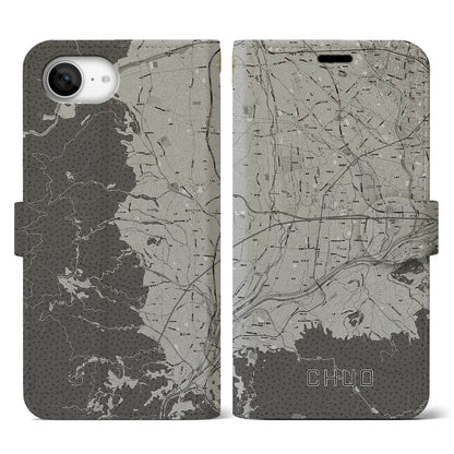 【中央（山梨県）】地図柄iPhoneケース（手帳タイプ）