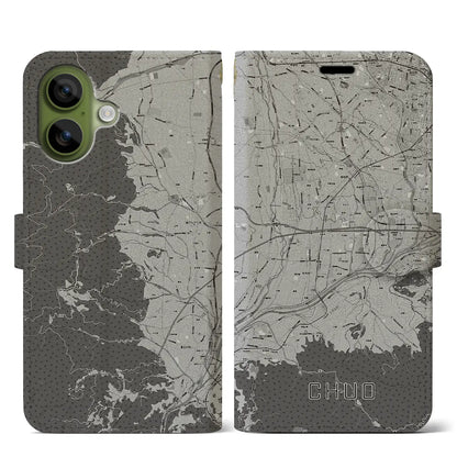 【中央（山梨県）】地図柄iPhoneケース（手帳タイプ）