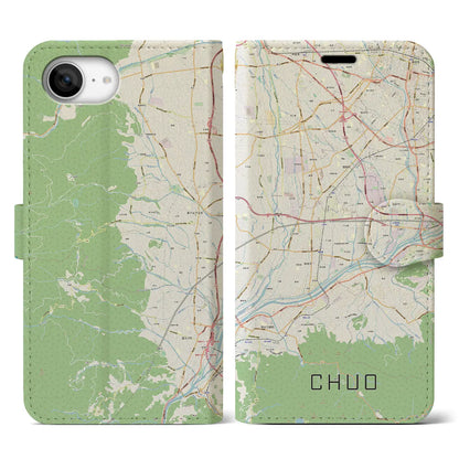 【中央（山梨県）】地図柄iPhoneケース（手帳タイプ）