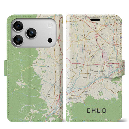 【中央（山梨県）】地図柄iPhoneケース（手帳タイプ）