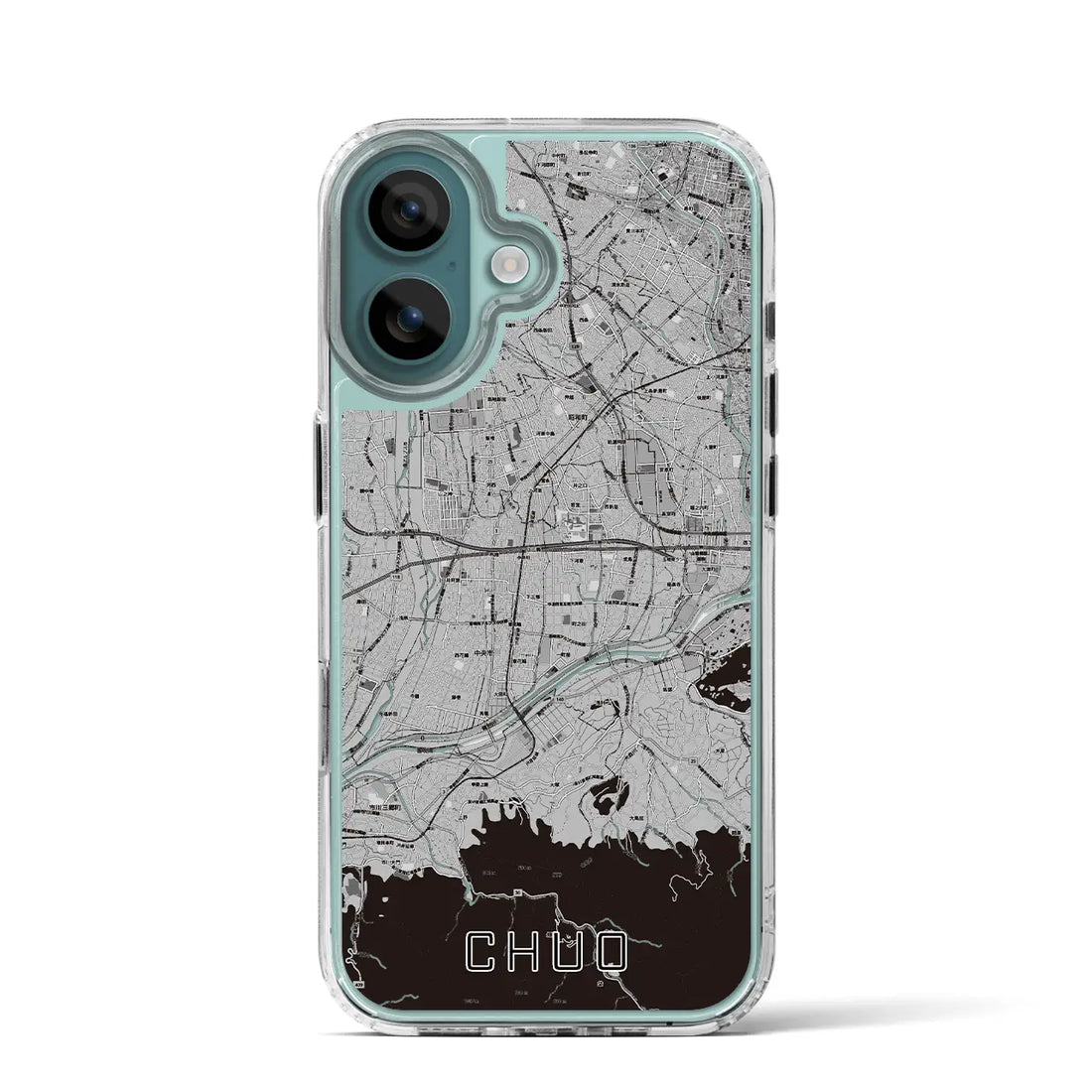 【中央（山梨県）】地図柄iPhoneケース（MagSafeタイプ）モノトーン・iPhone 16 Pro 用