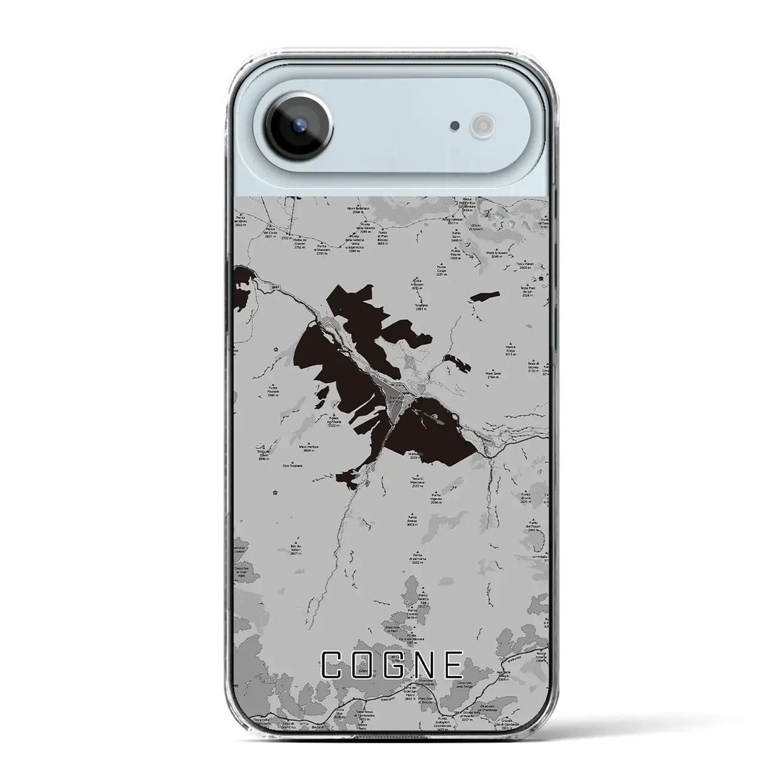 【コーニュ（イタリア）】地図柄iPhoneケース（クリアタイプ）モノトーン・iPhone 17 Pro Max 用