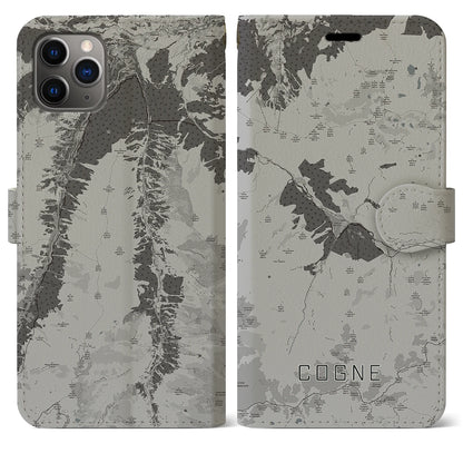 【コーニュ（イタリア）】地図柄iPhoneケース（手帳タイプ）モノトーン・iPhone 11 Pro Max 用