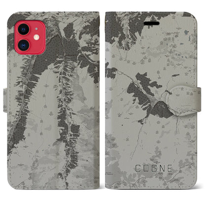 【コーニュ（イタリア）】地図柄iPhoneケース（手帳タイプ）モノトーン・iPhone 11 用
