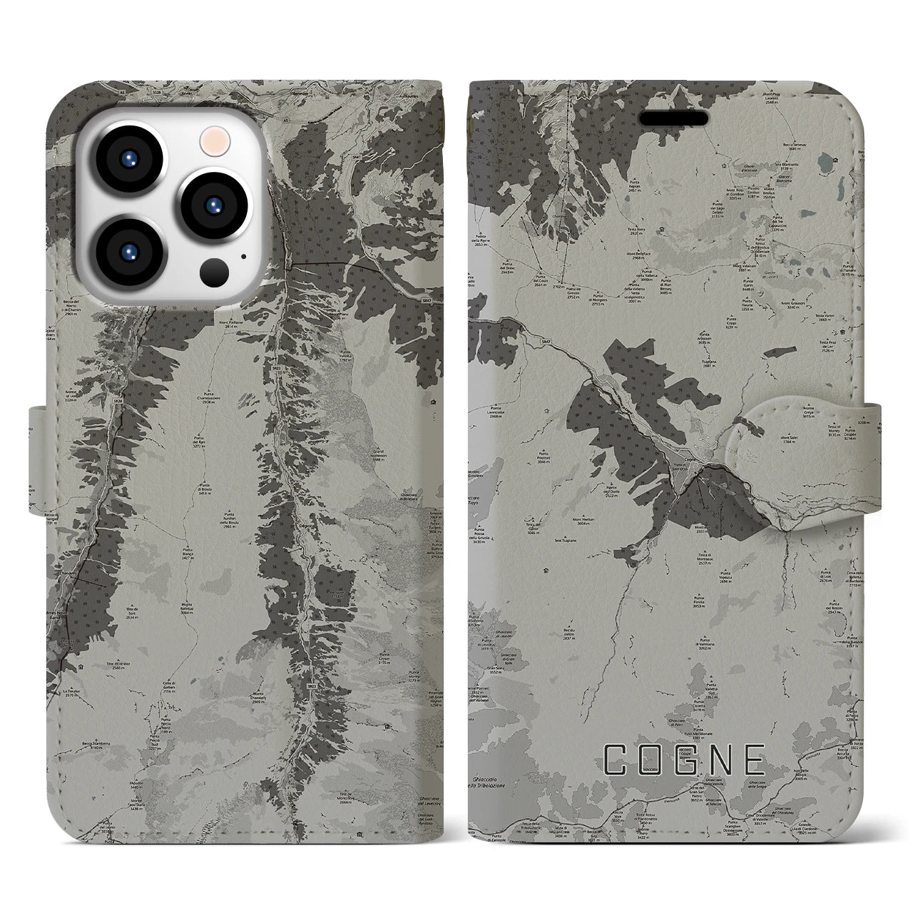 【コーニュ（イタリア）】地図柄iPhoneケース（手帳タイプ）