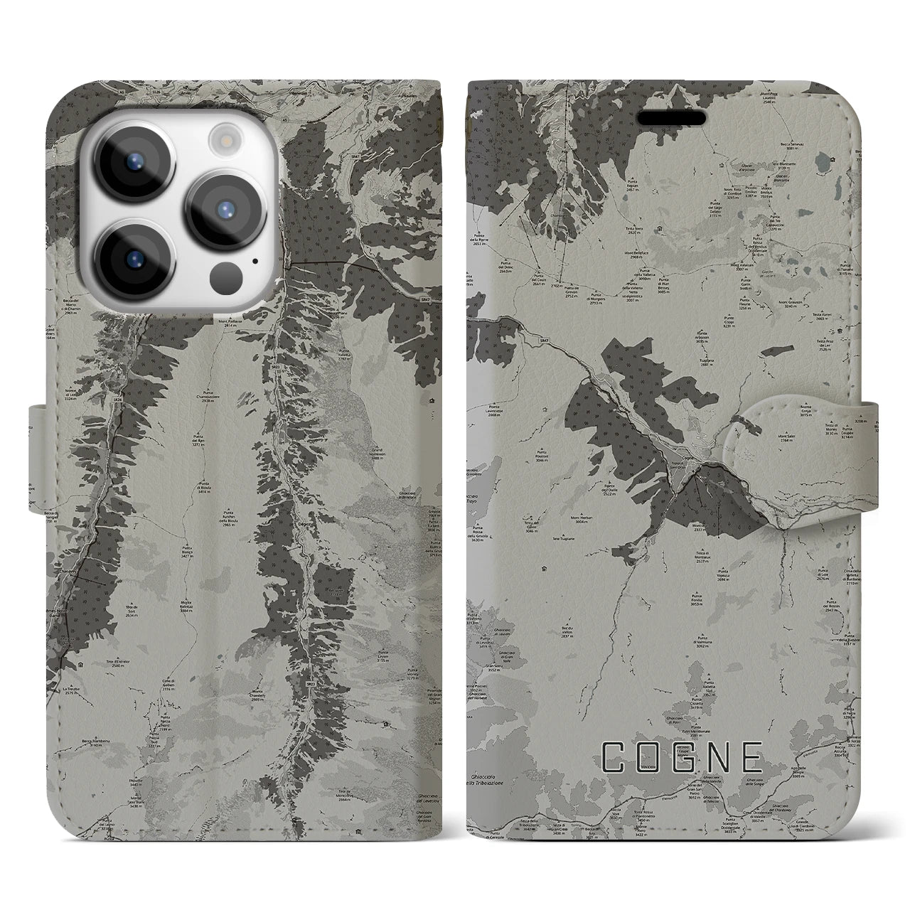 【コーニュ（イタリア）】地図柄iPhoneケース（手帳タイプ）