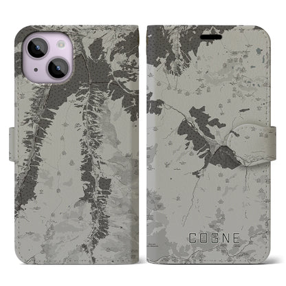 【コーニュ（イタリア）】地図柄iPhoneケース（手帳タイプ）モノトーン・iPhone 14 用