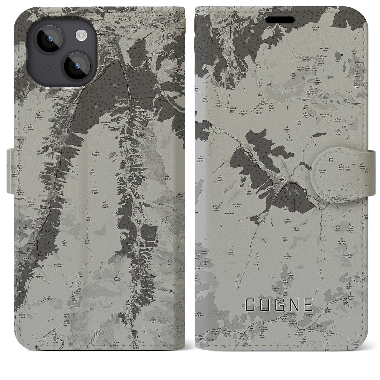 【コーニュ（イタリア）】地図柄iPhoneケース（手帳タイプ）