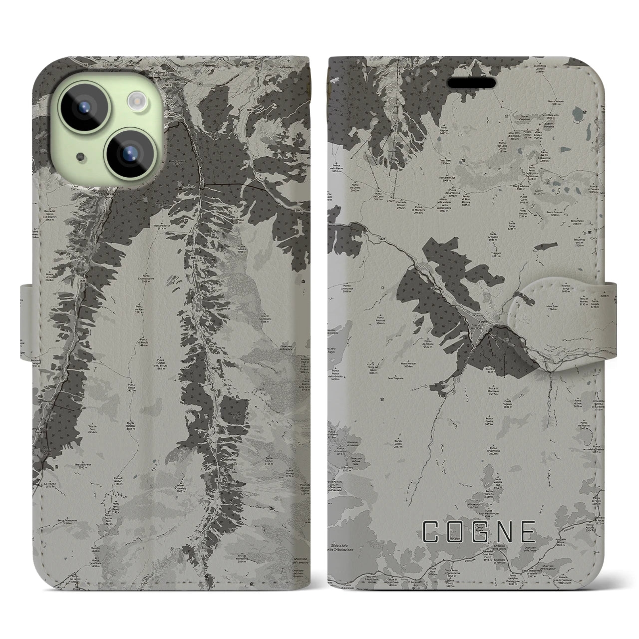 【コーニュ（イタリア）】地図柄iPhoneケース（手帳タイプ）