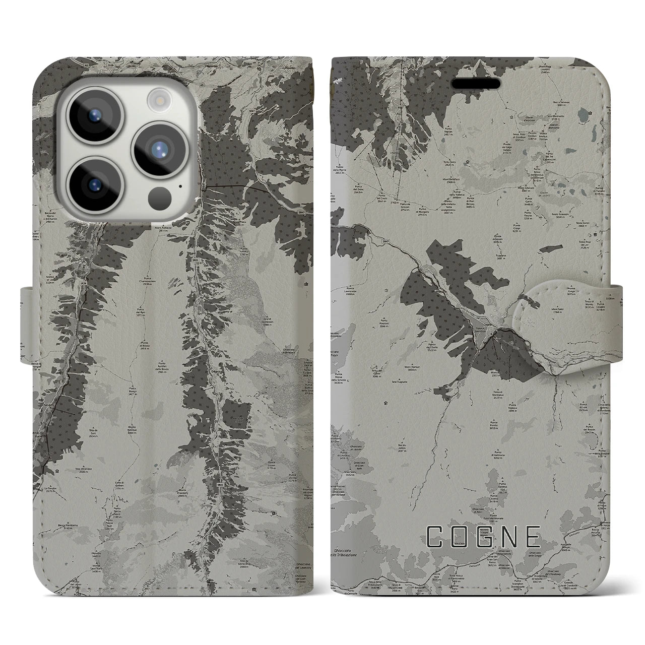 【コーニュ（イタリア）】地図柄iPhoneケース（手帳タイプ）