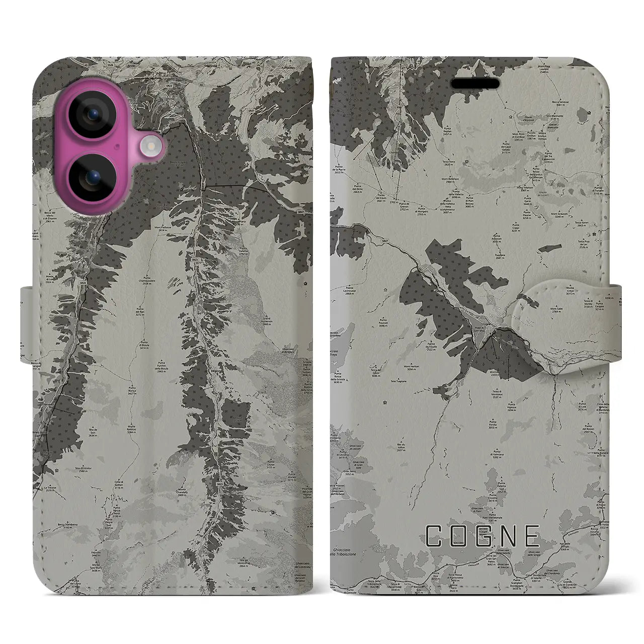 【コーニュ（イタリア）】地図柄iPhoneケース（手帳タイプ）