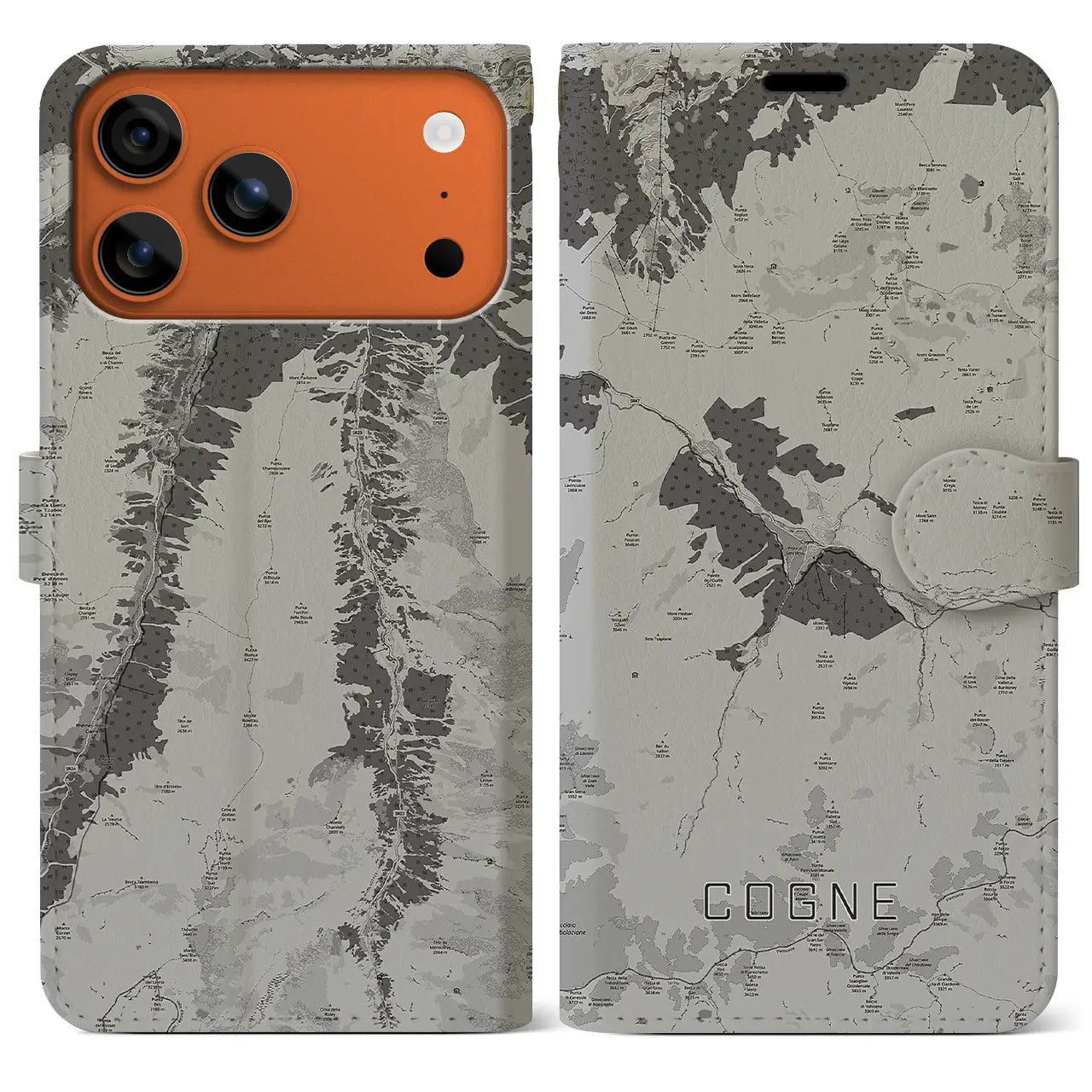 【コーニュ（イタリア）】地図柄iPhoneケース（手帳タイプ）