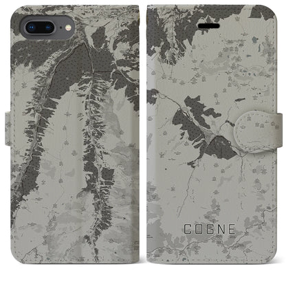 【コーニュ（イタリア）】地図柄iPhoneケース（手帳タイプ）モノトーン・iPhone 8Plus /7Plus / 6sPlus / 6Plus 用