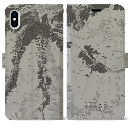 【コーニュ（イタリア）】地図柄iPhoneケース（手帳タイプ）モノトーン・iPhone XS Max 用