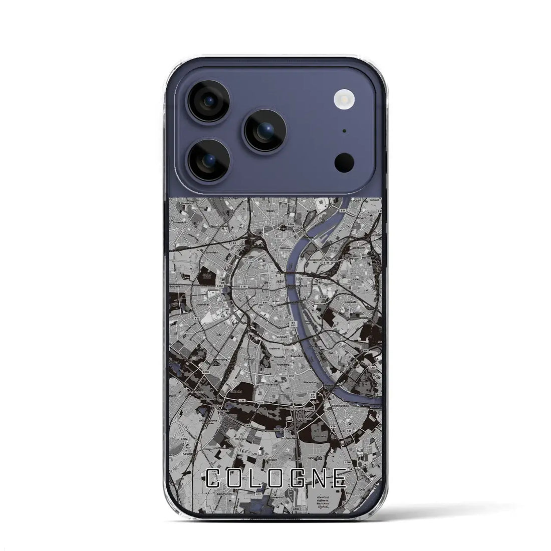 【ケルン（ドイツ）】地図柄iPhoneケース（クリアタイプ）モノトーン・iPhone 17 Pro Max 用