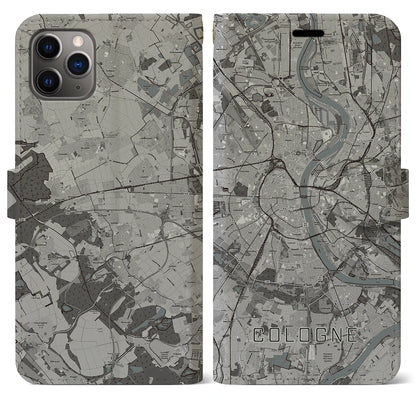 【ケルン（ドイツ）】地図柄iPhoneケース（手帳タイプ）モノトーン・iPhone 11 Pro Max 用