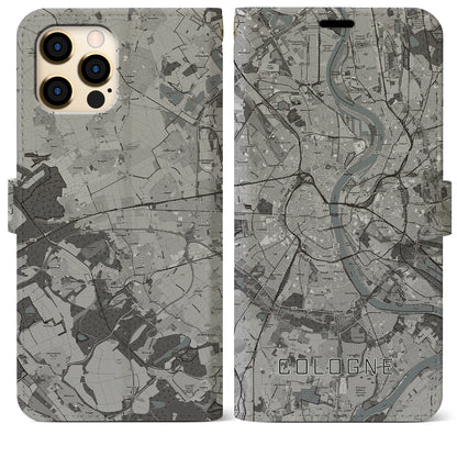 【ケルン（ドイツ）】地図柄iPhoneケース（手帳タイプ）モノトーン・iPhone 12 Pro Max 用