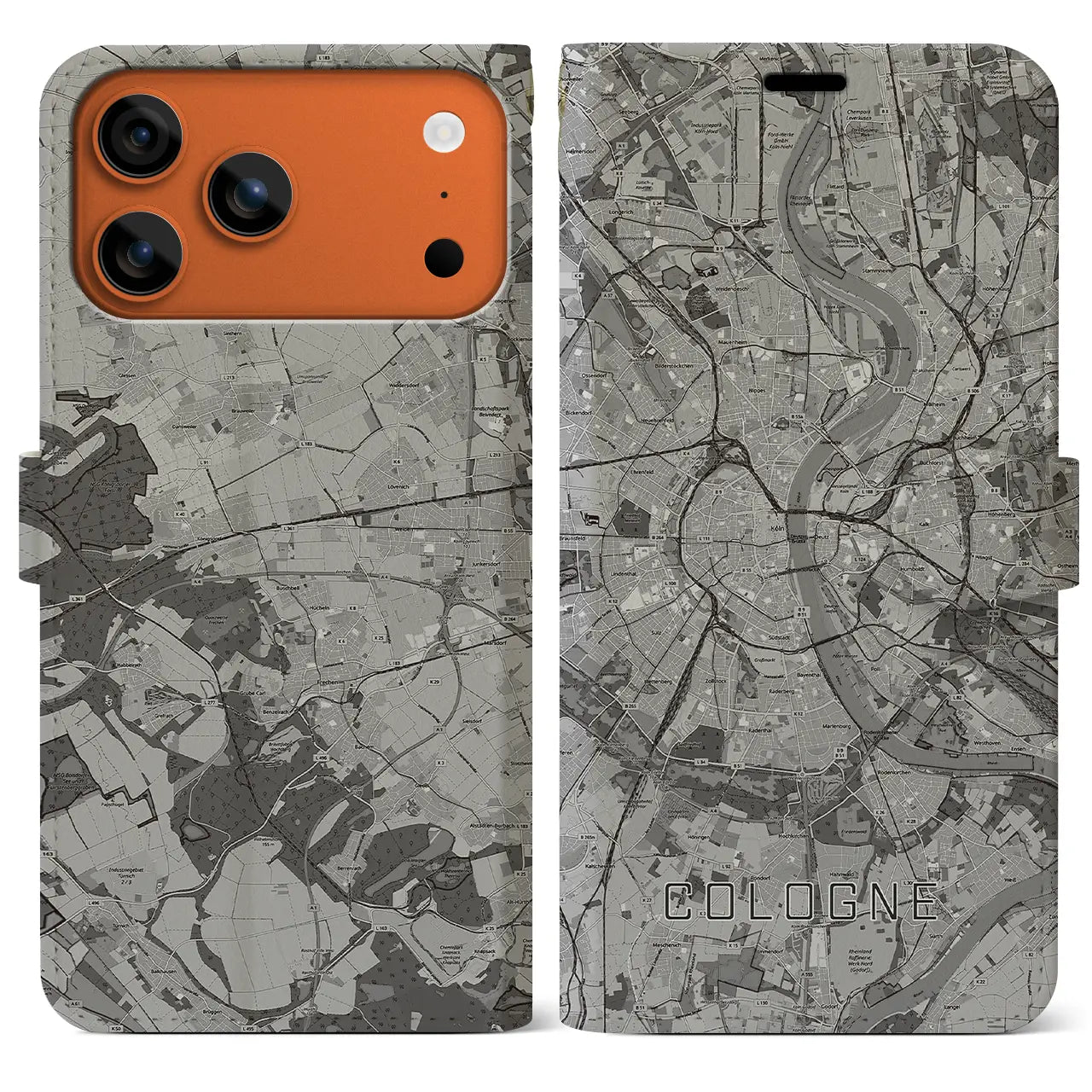 【ケルン（ドイツ）】地図柄iPhoneケース（手帳タイプ）