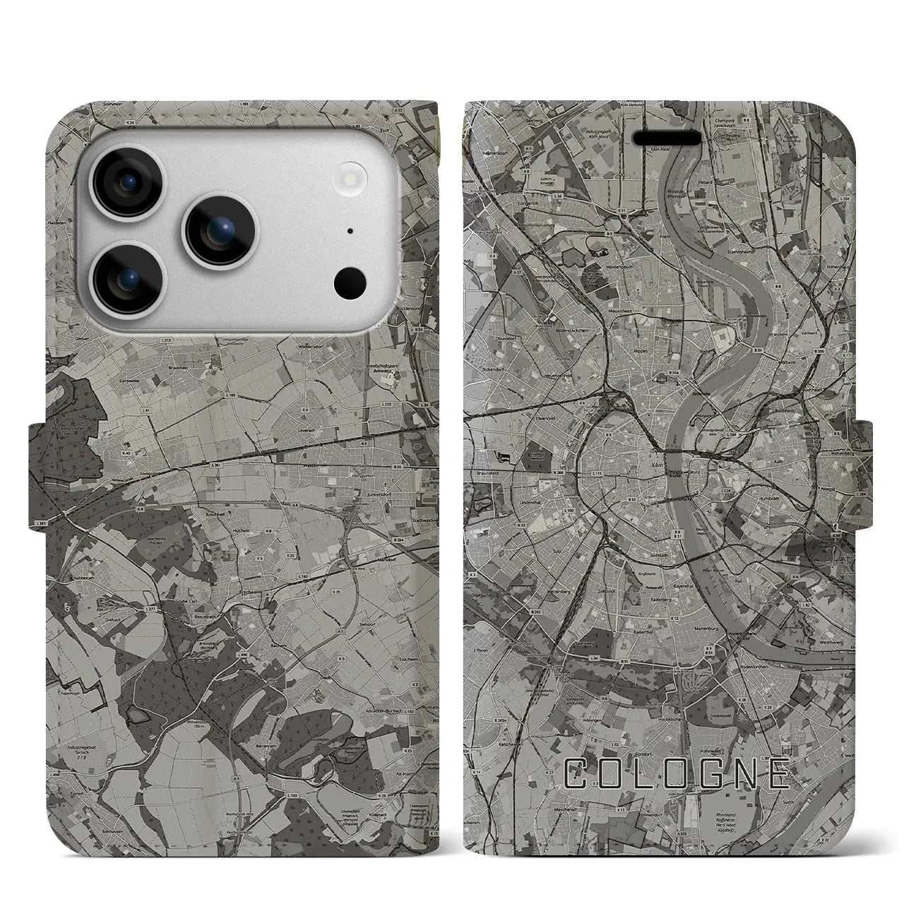 【ケルン（ドイツ）】地図柄iPhoneケース（手帳タイプ）