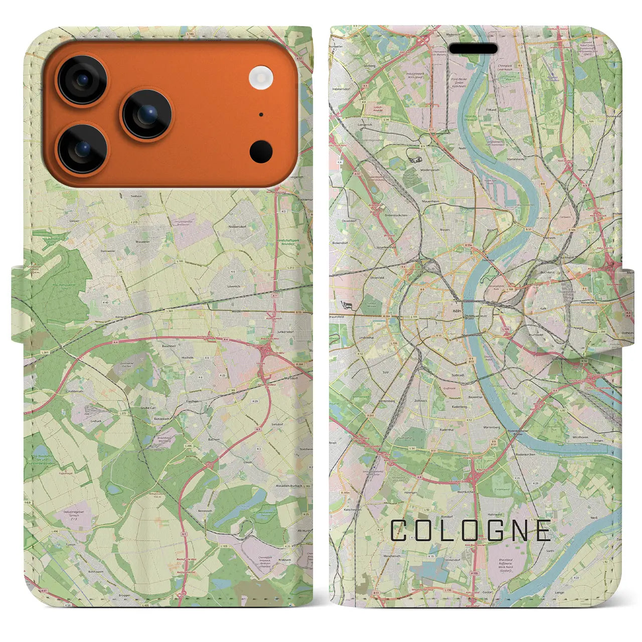 【ケルン（ドイツ）】地図柄iPhoneケース（手帳タイプ）