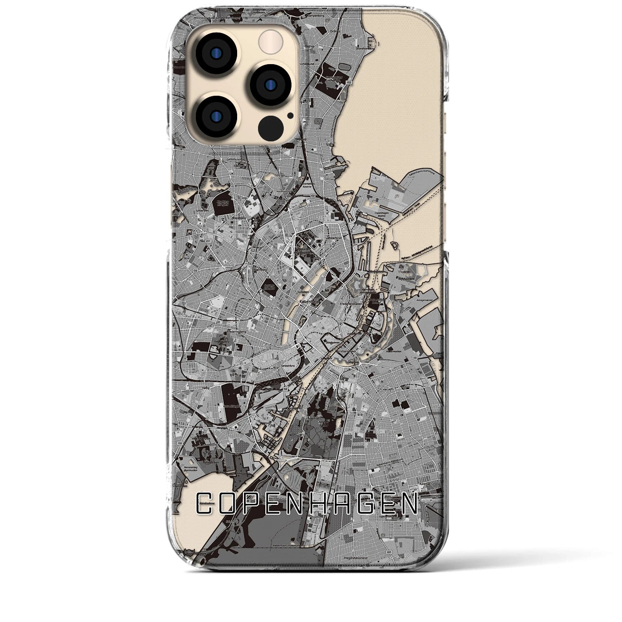 【コペンハーゲン（デンマーク）】地図柄iPhoneケース（クリアタイプ）