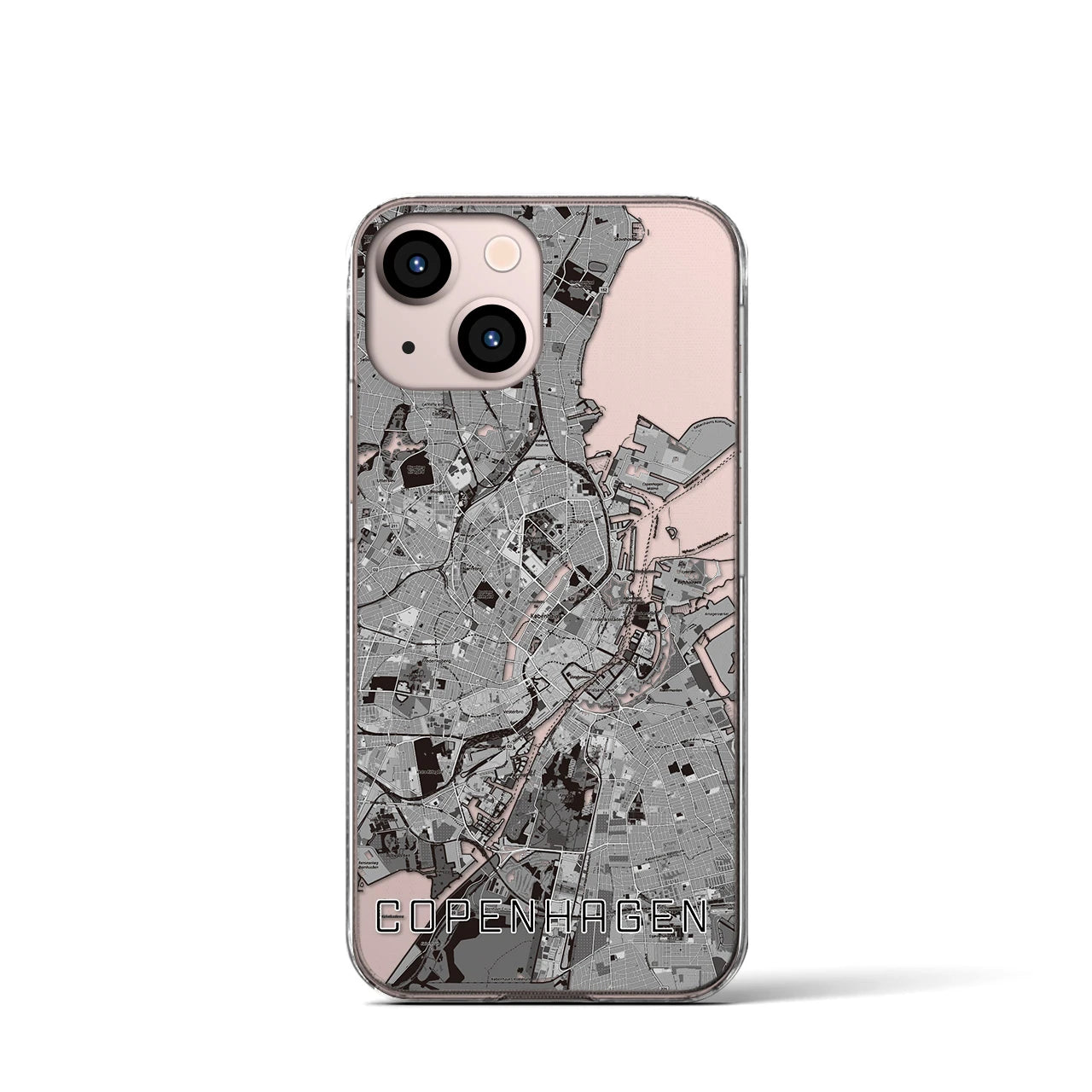 【コペンハーゲン（デンマーク）】地図柄iPhoneケース（クリアタイプ）