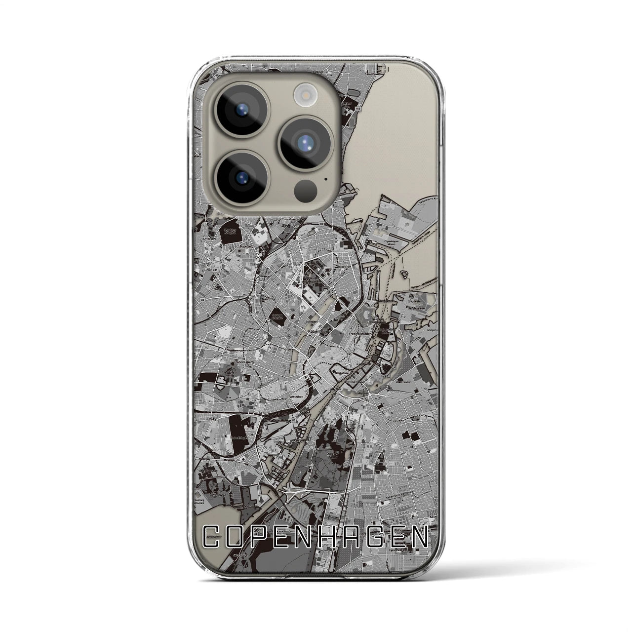 【コペンハーゲン（デンマーク）】地図柄iPhoneケース（クリアタイプ）