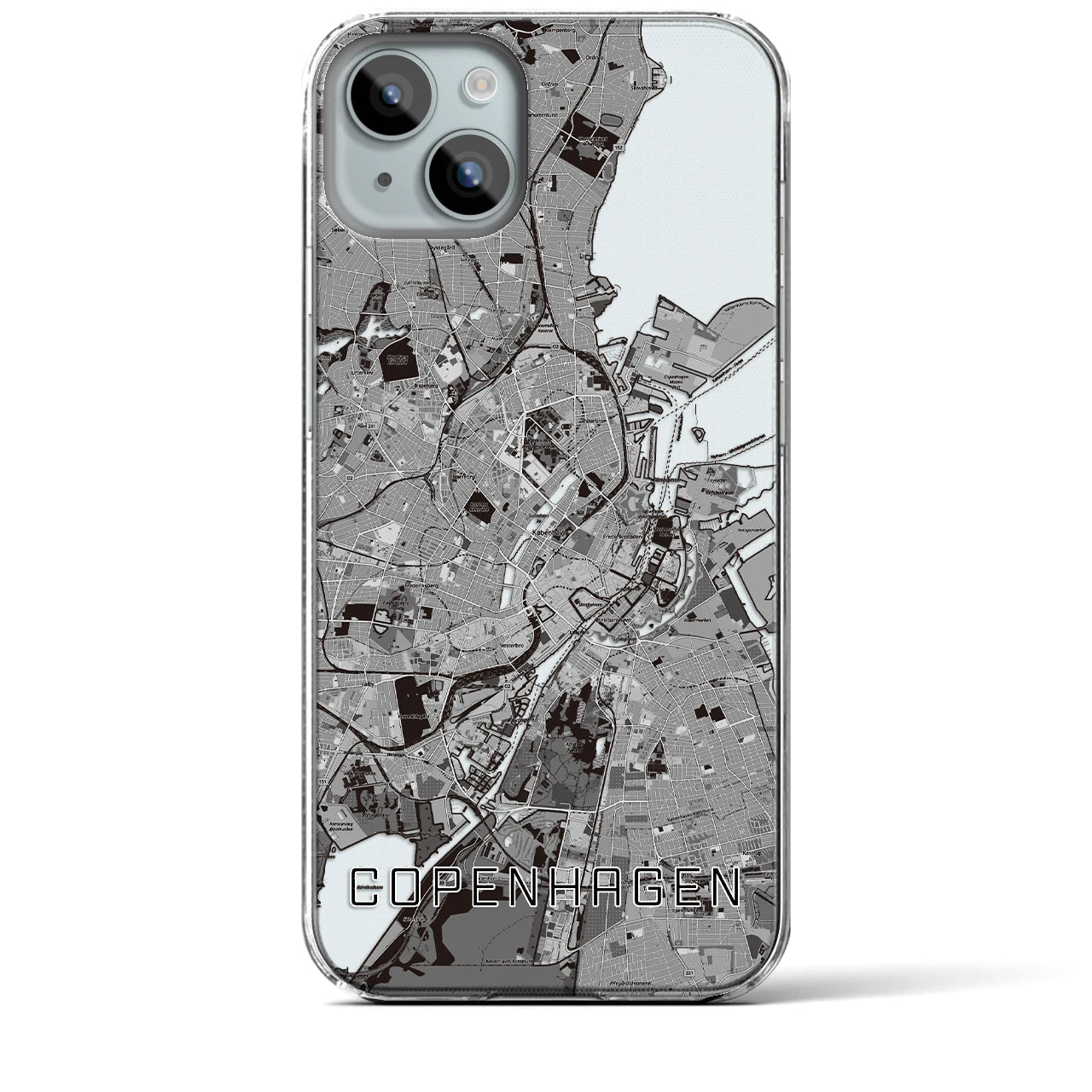 【コペンハーゲン（デンマーク）】地図柄iPhoneケース（クリアタイプ）