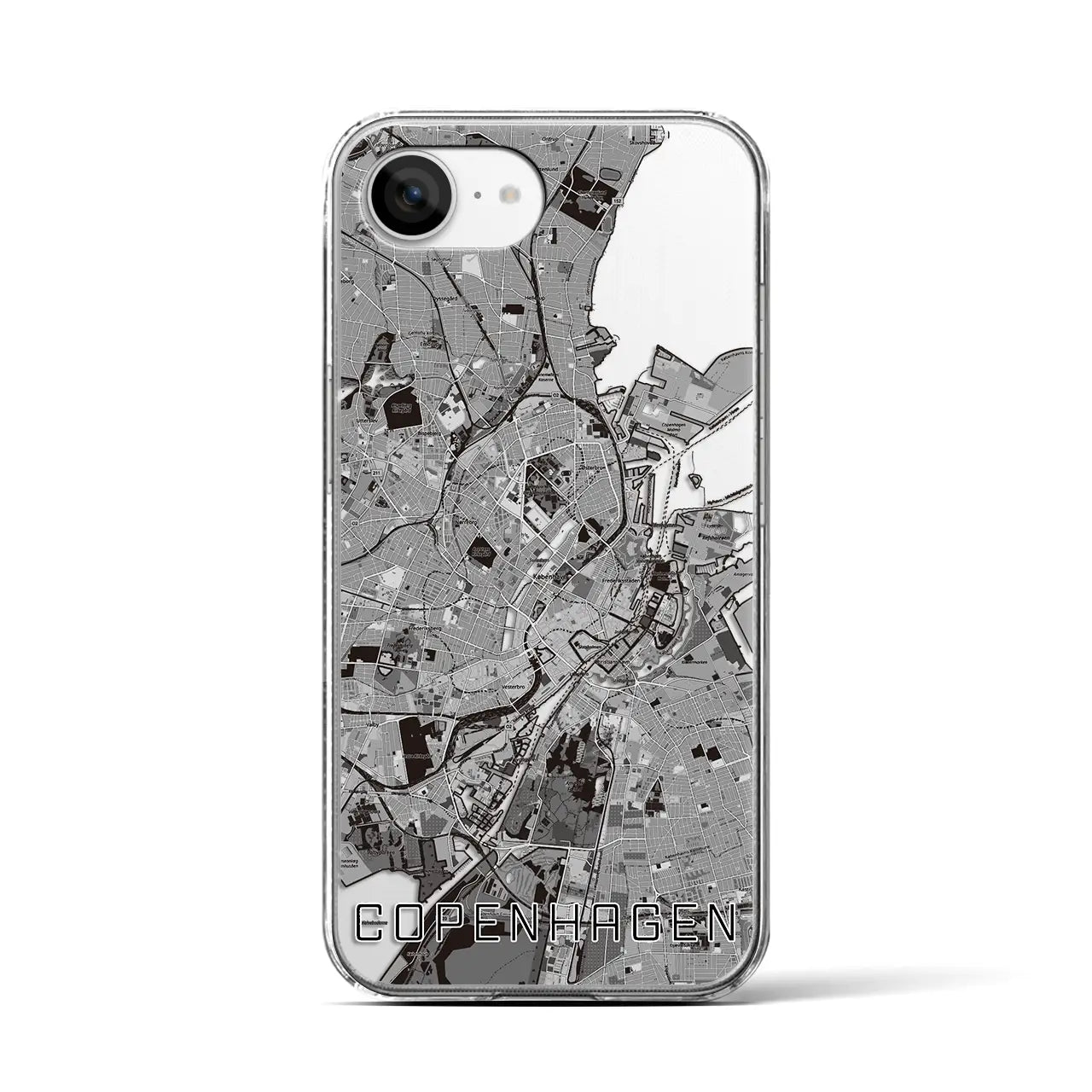 【コペンハーゲン（デンマーク）】地図柄iPhoneケース（クリアタイプ）