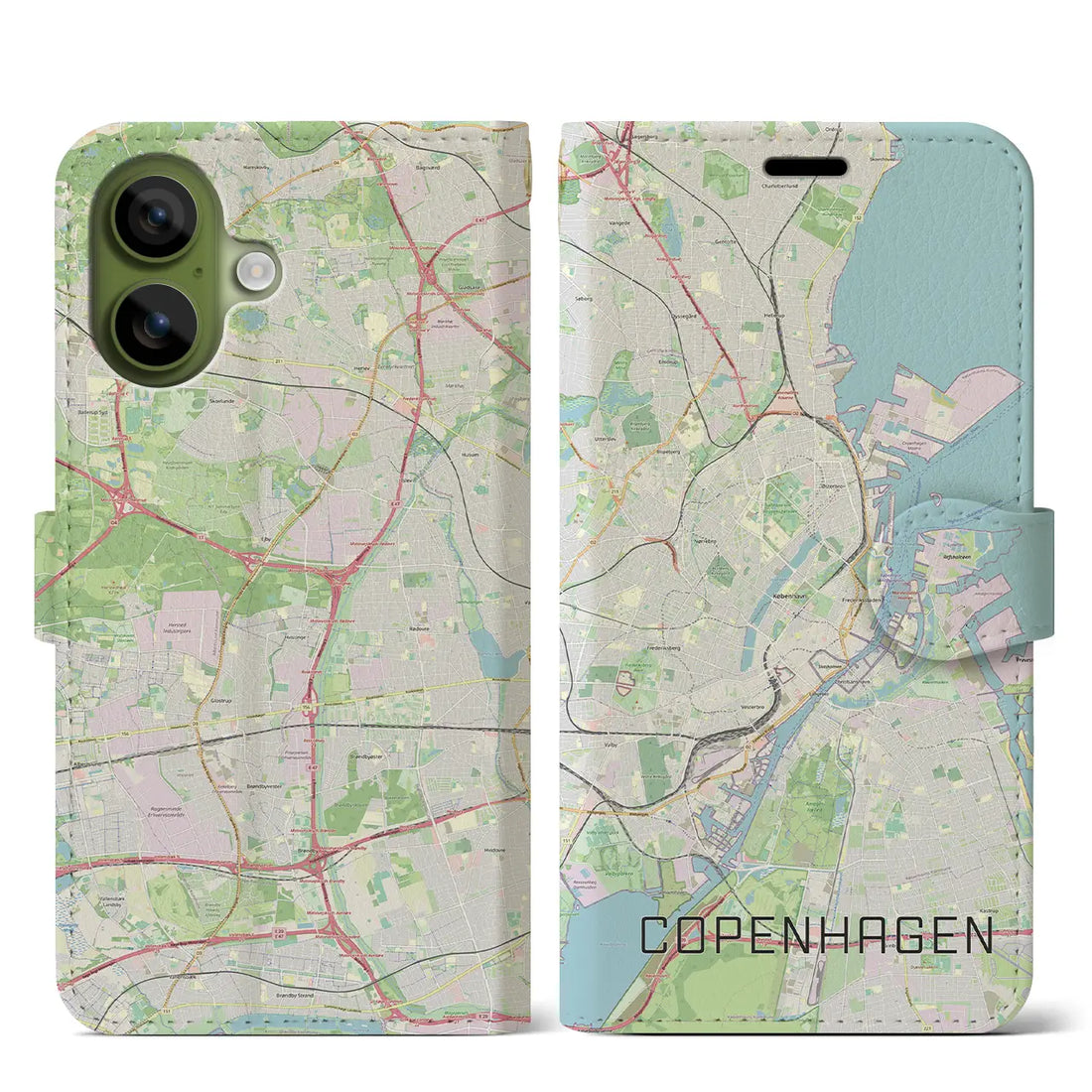 【コペンハーゲン（デンマーク）】地図柄iPhoneケース（手帳タイプ）ナチュラル・iPhone 17 Pro Max 用