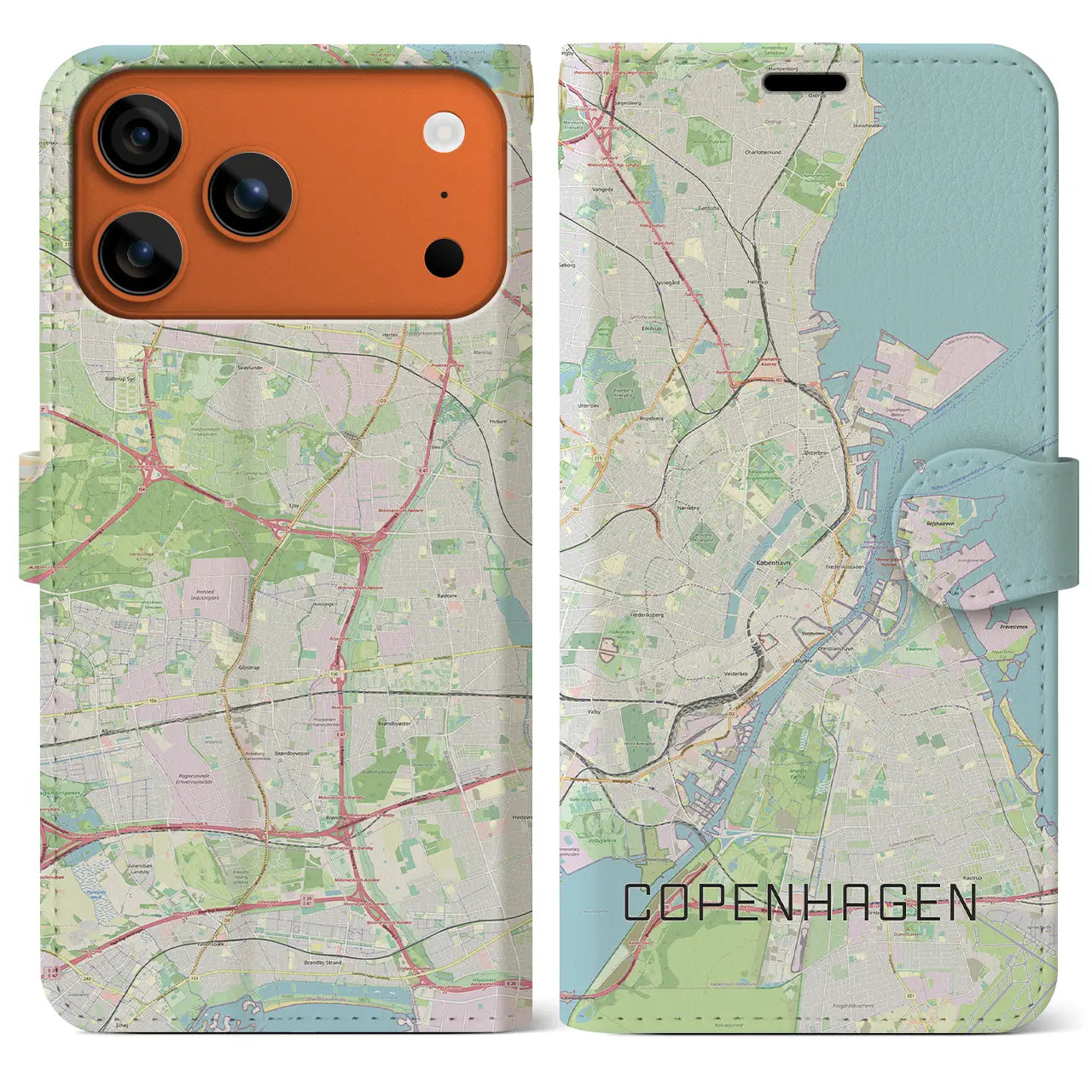 【コペンハーゲン（デンマーク）】地図柄iPhoneケース（手帳タイプ）