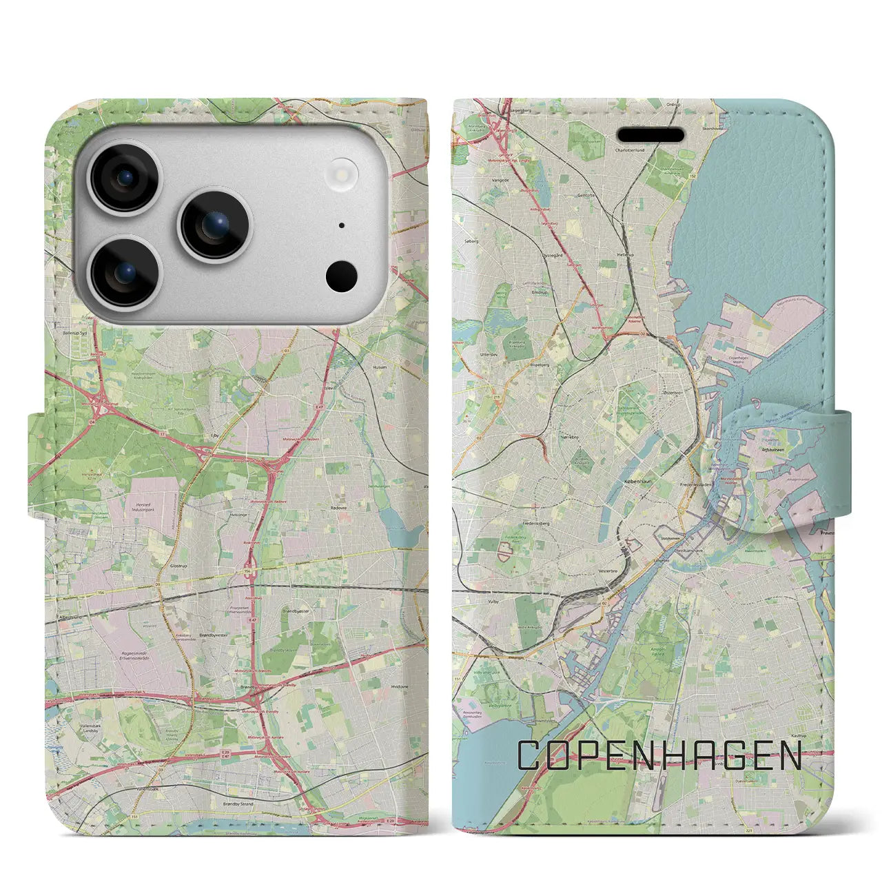 【コペンハーゲン（デンマーク）】地図柄iPhoneケース（手帳タイプ）