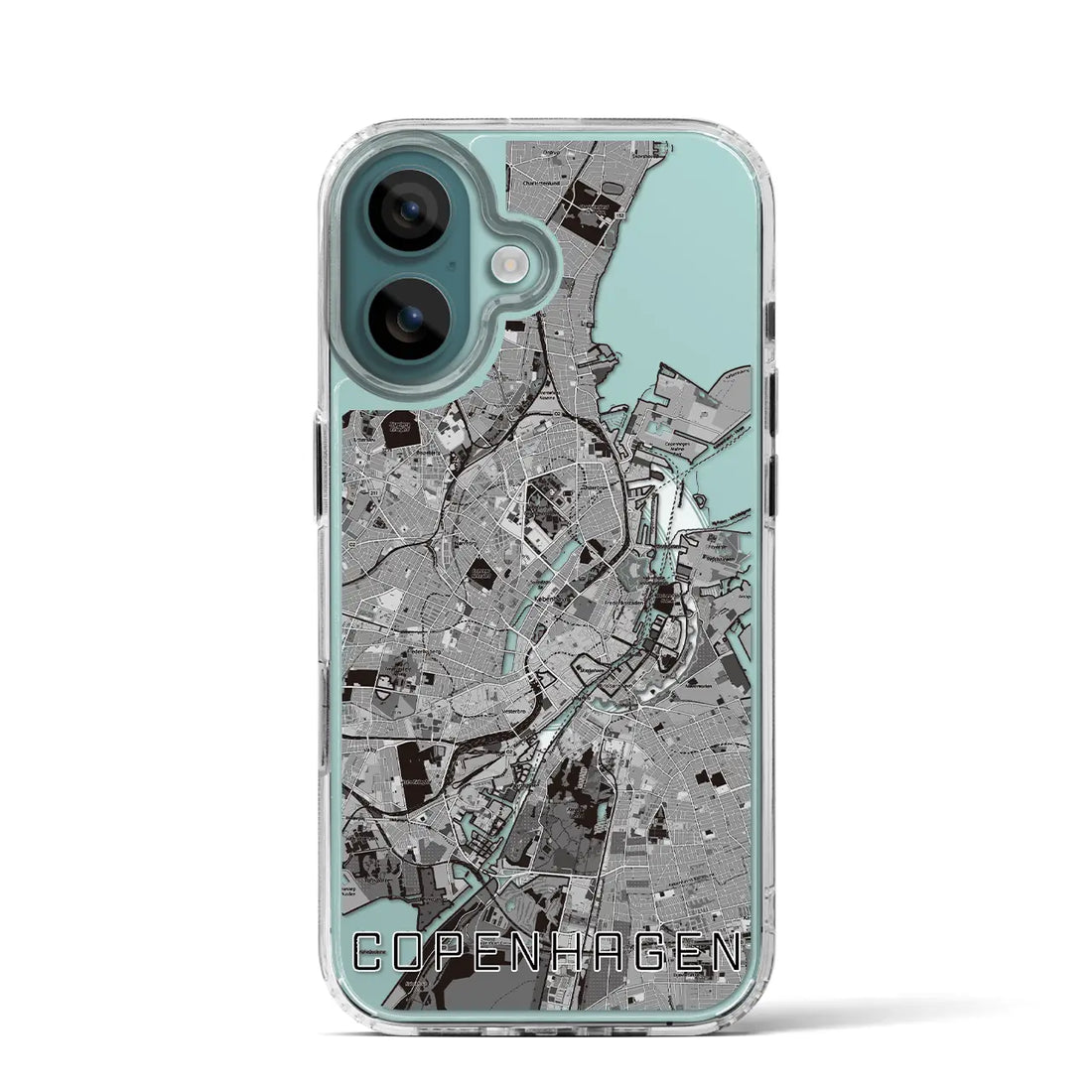 【コペンハーゲン(デンマーク)】地図柄iPhoneケース(MagSafeタイプ)モノトーン・iPhone 16 Pro 用