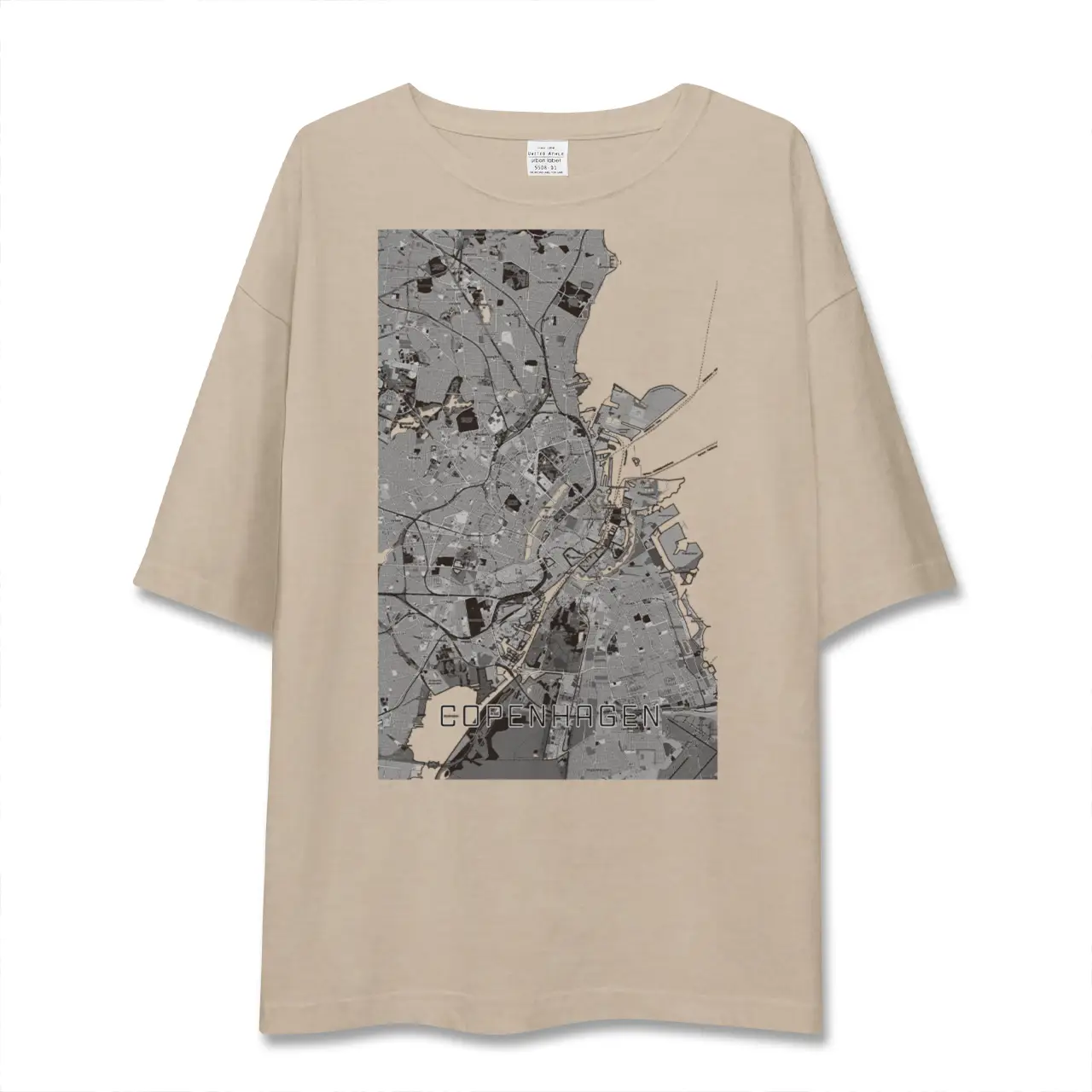【コペンハーゲン（デンマーク）】地図柄ビッグシルエットTシャツ