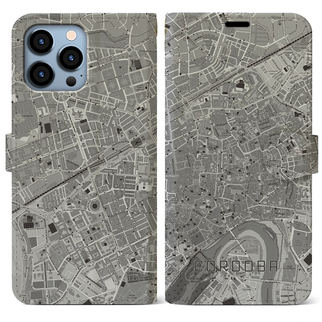 【コルドバ（スペイン）】地図柄iPhoneケース（手帳タイプ）