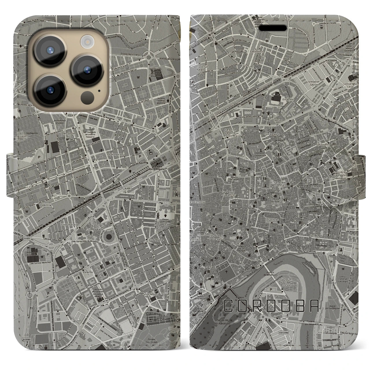 【コルドバ（スペイン）】地図柄iPhoneケース（手帳タイプ）